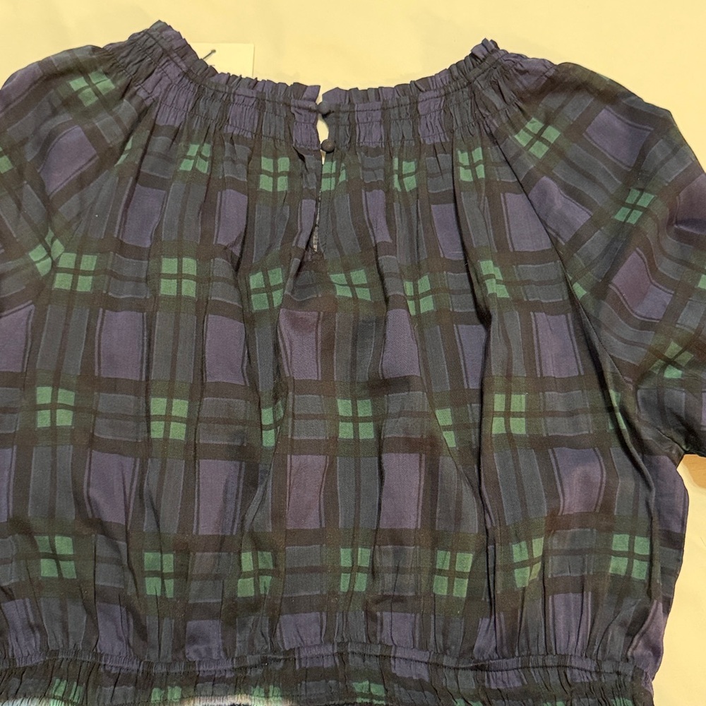 Lucky Brand Plaid Maxi Dress in Blue and Green Long Sleeves L NWT - Picture 9 of 9